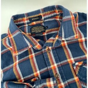 Pendleton Burnside Flannel Shirt Mens XL Blue Plaid Button Front Long Sleeve